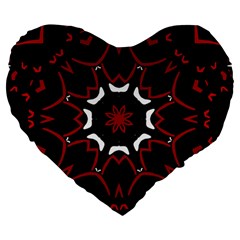 Red Shapes Mandala   Large 19  Premium Heart Shape Cushions by ConteMonfrey