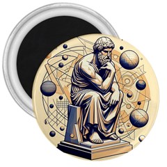 Thinker Sculpture Design Geometric 3  Magnets by Salmanaz77