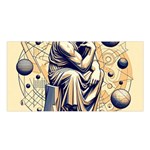 Thinker Sculpture Design Geometric Satin Shawl 45  x 80  Front