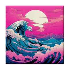 Waves Mountains Sky Tile Coaster by Grandong