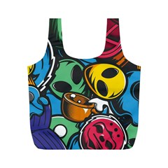 Funky Alien Pattern Abstract Colourful Drawing Full Print Recycle Bag (m) by Posterlux