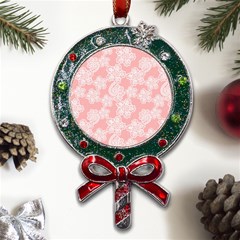 Lace White Ornamental Textile Metal X mas Lollipop With Crystal Ornament by Paksenen