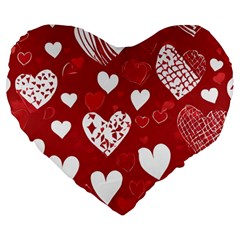 Valentine Large 19  Premium Flano Heart Shape Cushions by pollyparadiseartshop