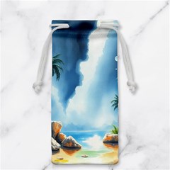 Delicate Watercolor Painting Surreal Oasis Scene With Intense Dramatic Lighting Jewelry Bag by pollyparadiseartshop