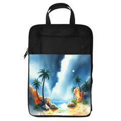 Delicate Watercolor Painting Surreal Oasis Scene With Intense Dramatic Lighting Foldable Shoe Storage Bag by pollyparadiseartshop