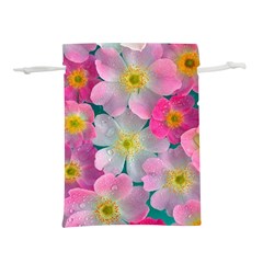 Pink Neon Flowers Flower Lightweight Drawstring Pouch (m) by Cemarart