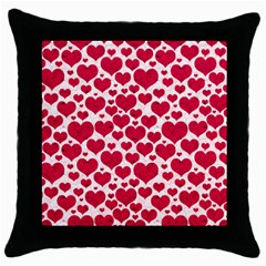 Hearts Valentine Pattern Seamless Throw Pillow Case (black) by Bedest
