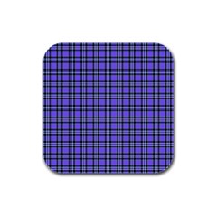 Blue Tartan Plaid 1 Rubber Square Coaster (4 Pack) by dressshop