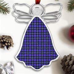 Blue Tartan Plaid 1 Metal Loving Angel Silver  by dressshop