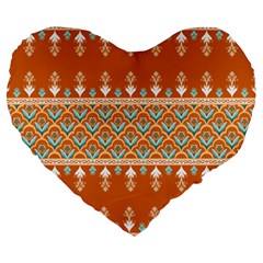 Winter Wonderland Seamless Pattern: Christmas Trees & Snowflakes On Dark Background Large 19  Premium Flano Heart Shape Cushions by ArtfulThreads