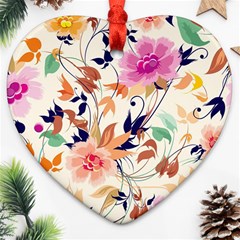 Abstract Floral Background Heart Ornament (two Sides) by kyorashop23