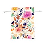 Abstract Floral Background Lightweight Drawstring Pouch (M) Front