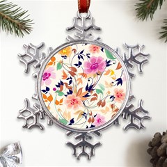 Abstract Floral Background Metal Large Snowflake Ornament by kyorashop23
