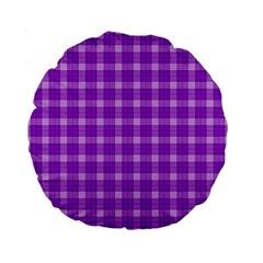 Purple Plaid Tartan 3 Standard 15  Premium Flano Round Cushions by dressshop