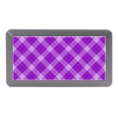 Purple Plaid Tartan 3 Diagonal (2) Memory Card Reader (mini) by dressshop
