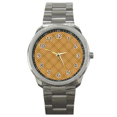Autumn Fall Plaid Tartan 1 Diagonal Sport Metal Watch by dressshop