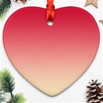 Crimson Red To Cream Yellow Linear Gradient Heart Ornament (Two Sides) Front