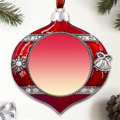 Crimson Red To Cream Yellow Linear Gradient Metal Snowflake And Bell Red Ornament by GradientsOmbre