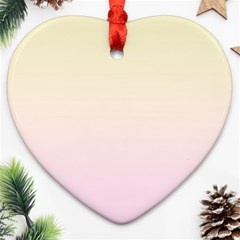 Cream Yellow To Pink Lace Linear Gradient Ornament (heart) by GradientsOmbre