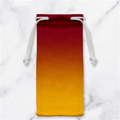 Burgundy Red To Amber Orange Linear Gradient Jewelry Bag by GradientsOmbre