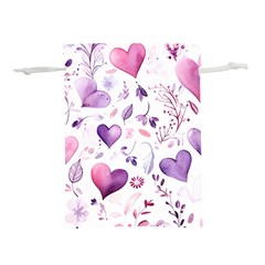 Hearts Love Purple Lightweight Drawstring Pouch (l) by Grandong