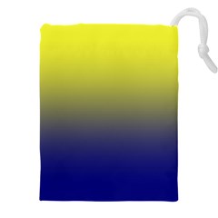 Electric Yellow To Navy Blue Linear Gradient Drawstring Pouch (4xl) by GradientsOmbre