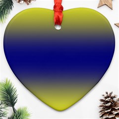 Electric Yellow To Navy Blue Bilinear Gradient Heart Ornament (two Sides) by GradientsOmbre