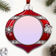 Pale Pink To Pale Violet Linear Gradient Metal Snowflake And Bell Red Ornament by GradientsOmbre