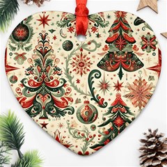 Christmas Tree Snow Heart Ornament (two Sides) by Bedest