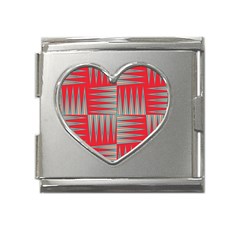 Zigzag Pattern Chevron Red Mega Link Heart Italian Charm (18mm) by Bedest