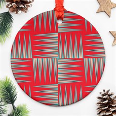Zigzag Pattern Chevron Red Round Ornament (two Sides) by Bedest