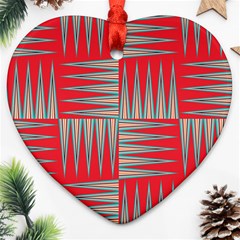 Zigzag Pattern Chevron Red Heart Ornament (two Sides) by Bedest