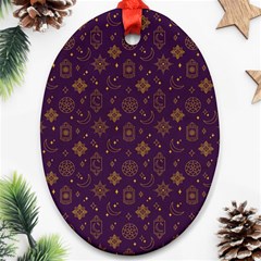 Moon Stars Pattern Oval Ornament (two Sides) by Sabxi