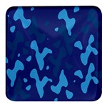 Blue Camouflage Pattern Square Glass Fridge Magnet (4 pack) Front