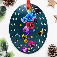 Falling Flowers, Art, Coffee Cup Ornament (oval Filigree) by kyorashop23