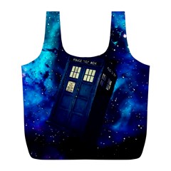 Tardis Doctor Who Space Galaxy Full Print Recycle Bag (l) by Cemarart