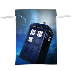 Tardis Doctor Who Space Blue Lightweight Drawstring Pouch (xl) by Cemarart