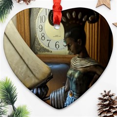 Erte Figurine And A Clock Heart Ornament (two Sides) by bestdesignintheworld