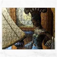 Clock And Lady Rectangular Jigsaw Puzzl by bestdesignintheworld