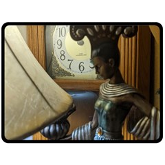 Clock And Lady Two Sides Fleece Blanket (large) by bestdesignintheworld