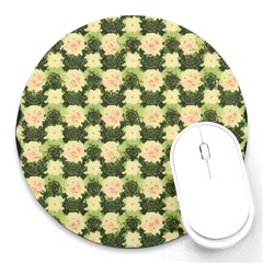 Retro 1880s Flowers Pattern 15 Round Mousepad by violetheavensky