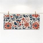 Retro Scandinavian Nordic Flowers Pattern Hand Towel Front