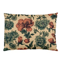 Victorian Beige And Teal Flower Pattern Pillow Case (two Sides) by violetheavensky
