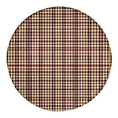 Retro 60s 50s Plaid Pattern 3 Round Glass Fridge Magnet (4 Pack) by violetheavensky