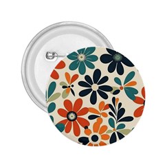 Retro Scandinavian Nordic Flowers Pattern 2 2 25  Buttons by violetheavensky