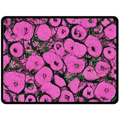 Mid Century Retro Floral 1970s 1960s Pattern 100 Fleece Blanket (large) by violetheavensky