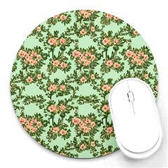 Retro 1880s Flowers Pattern 5 Round Mousepad by violetheavensky
