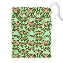 Retro 1880s Flowers Pattern 5 Drawstring Pouch (4xl) by violetheavensky