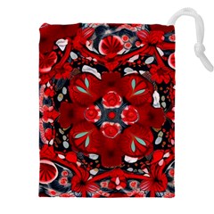 Mid Century Retro Floral 1970s 1960s Pattern 105 Drawstring Pouch (5xl) by violetheavensky