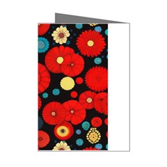 Mid Century Retro Floral 1970s 1960s Pattern 104 Mini Greeting Cards (pkg Of 8) by violetheavensky